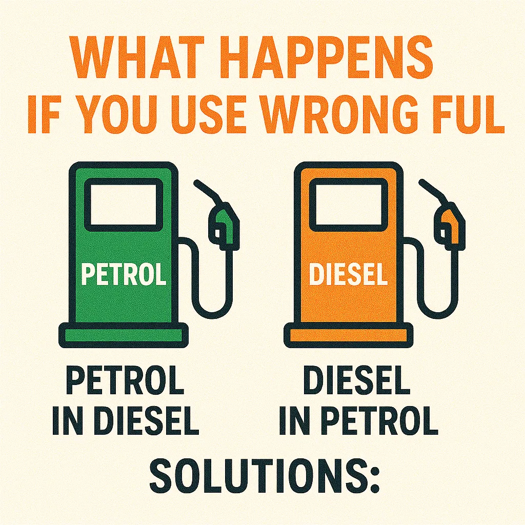 What Happens If You Use Wrong Fuel? (Petrol in Diesel vs. Diesel in Petrol) & Solutions